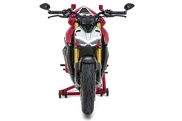 Vista frontal de la Ducati Streetfighter transformada