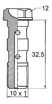 B&H Hohlschr. lang M10x1,25 Nickel, 32,5mm