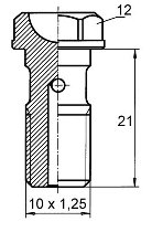 B&H Hohlschr. kurz M10x1,25 Alu, 21mm