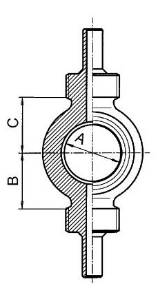 B&H Ringanschl. 2-Abgänge, 0° Nickel