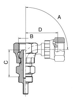 B&H conector giratorio W 45° níquel 1/8