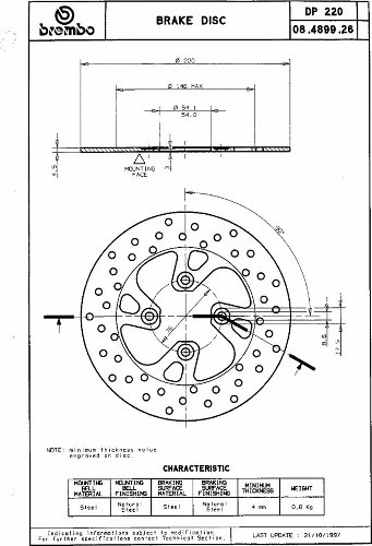 Bremsscheibe 220mm Scooter MBK/YAM, Inox