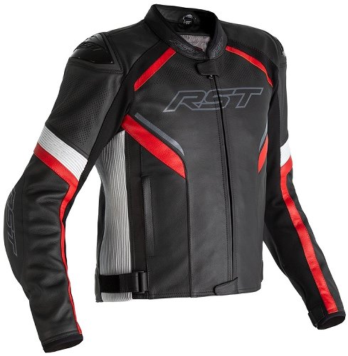 RST Sabre Lederjacke - Schwarz/Weiß/Rot Größe XS