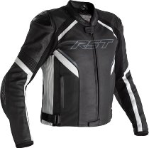 RST Sabre CE Leather Jacket - Black/Black/White Size XS