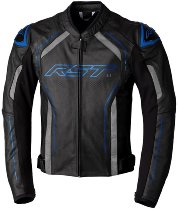 RST S1 CE Leather Jacket - Black/Grey/Neon Blue Size M