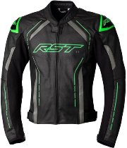 RST S1 CE Leather Jacket - Black/Grey/Neon Green Size S