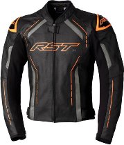 RST S1 CE Leather Jacket - Black/Grey/Neon Orange Size S