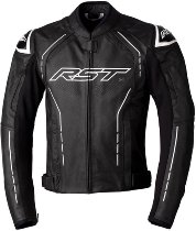 RST S1 CE Leather Jacket - Black/Black/White Size S