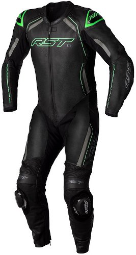 RST S1 CE Leather Suit - Black/Grey/Neon Green Size S