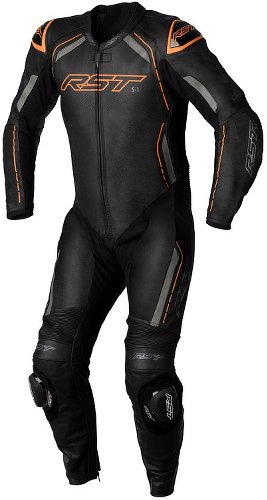 RST S1 CE Leather Suit - Black/Grey/Neon Orange Size XS