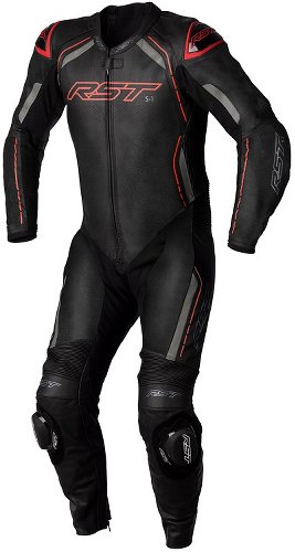 RST S1 CE Leather Suit - Black/Grey/Red Size L