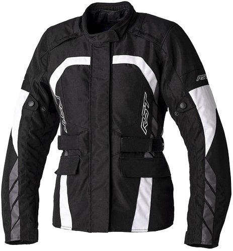 RST Ladies Alpha 5 CE Textile Jacket - Black/White Size XS