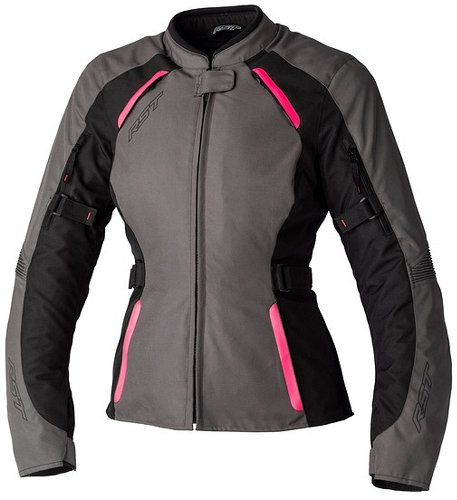 RST Ladies Ava CE Textile Jacket - Grey/Black/Neon Pink Size