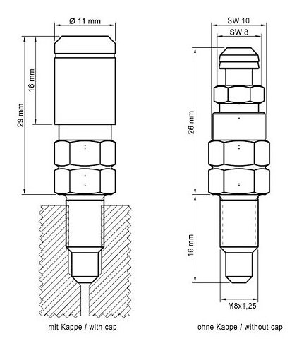 válvula de purga stahlbus M8x1,25x16mm, acero niquelado