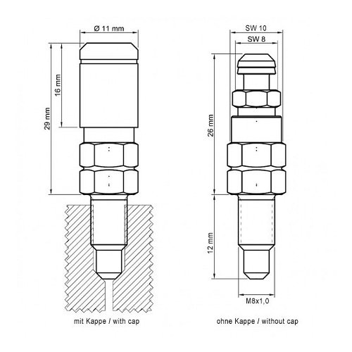 válvula de purga stahlbus M8x1x12mm, acero