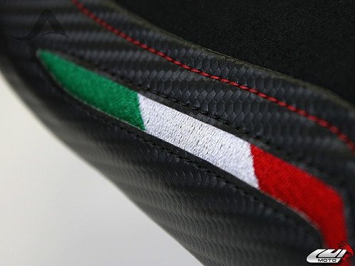 Luimoto Seat cover `Team Italia Suede` black-red - Ducati