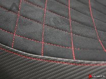 Luimoto Seat cover `Diamond Edition` black, red seam -