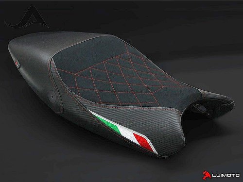 Luimoto Seat cover `Diamond Edition`, black, red seam -