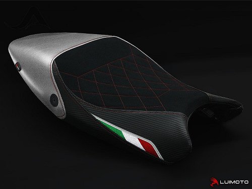 Luimoto Seat cover `Diamond Edition`, black-silver, red seam