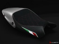 Luimoto Seat cover `Diamond Edition`, black-silver, red seam