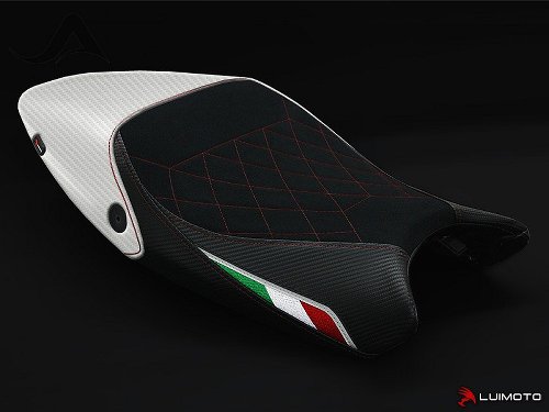 Luimoto Seat cover `Diamond Edition`, black-white, red seam