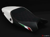 Luimoto Seat cover `Diamond Edition`, black-white, red seam