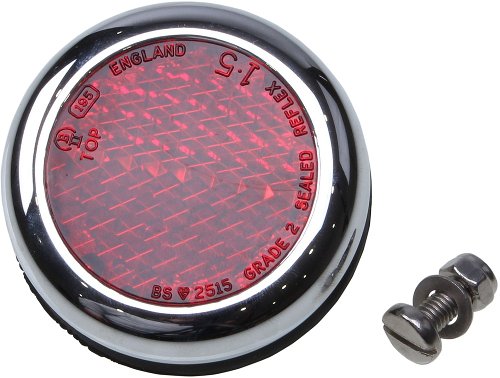 Moto Guzzi Reflector with chrome ring, 50mm, round, red - V7