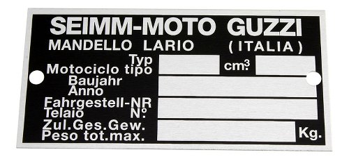 Moto Guzzi Identification plate SEIMM