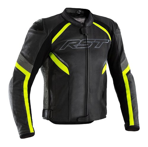 RST Sabre Lederjacke - Schwarz/Fluo Gelb Größe XS