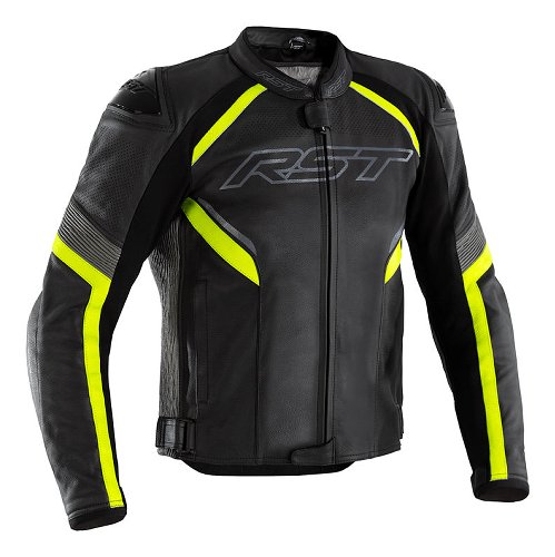 RST Sabre CE Leather Jacket - Black/Grey/Flo Yellow Size L