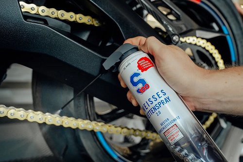 S100 chain spray white, 2.0, 400 ml with fold-out spray tube