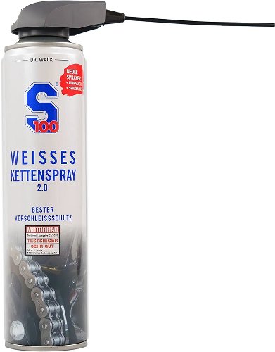 S100 chain spray white, 2.0, 400 ml with fold-out spray tube