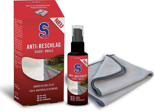 S100 Spray anti-buée avec chiffon microfibre, 100 ml