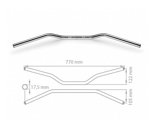 Spiegler Lenker Superbike Stahl, 122mm, verchromt, Typ 0084