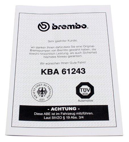 Gutachten - ABE Brembo Radialp. RCS - KBA61243