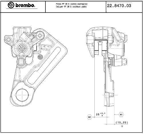 Brembo Bremssattel schwimmend PF 26 B, hinten, silber