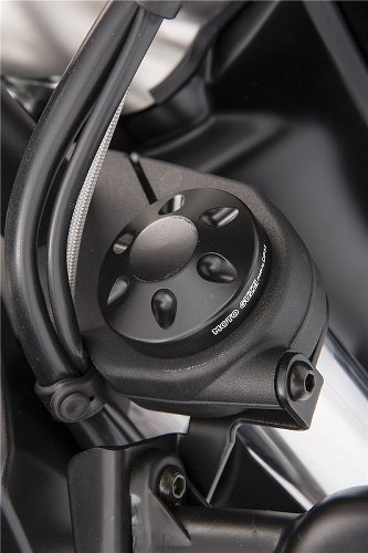 Moto Guzzi Fork triple plug cover kit, aluminium, black -
