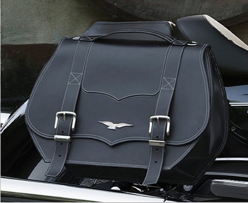 Moto Guzzi Leather side bag kit, black, 23 litres -