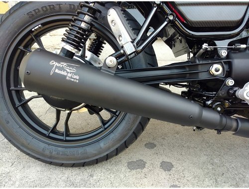 Agostini Silencer kit, black, short, Euro4 - Moto Guzzi V7