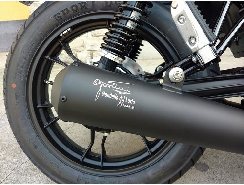 Agostini Silencer kit, black, short, Euro4 - Moto Guzzi V7