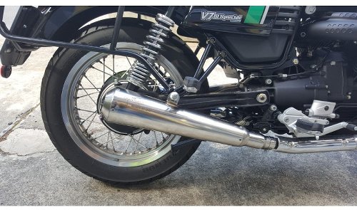 Agostini Silencer kit, polished, short, Euro4 - Moto Guzzi