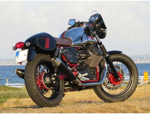 Agostini kit pots d´échapp noir, homologué - Moto Guzzi V7