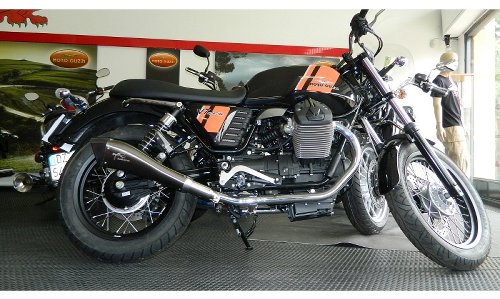 Agostini Auspuff-Satz, VA, schwarz, hoch, mit EG-ABE - Moto