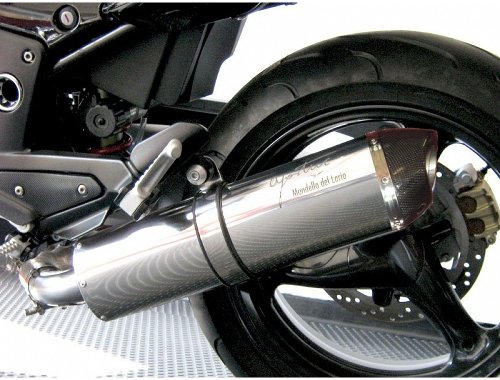 Agostini Silencer, polished, carbon, oval, with homologation