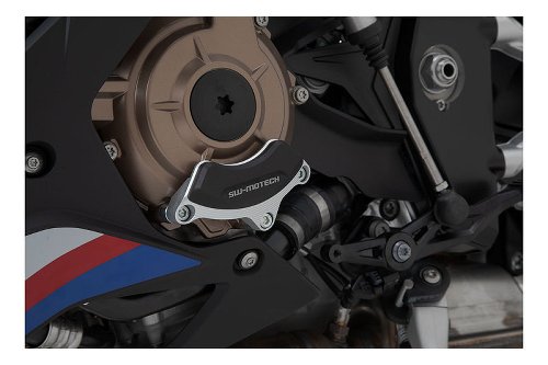 SW Motorgehäusedeckel-Schutz Schwarz/Silbern. BMW S1000RR