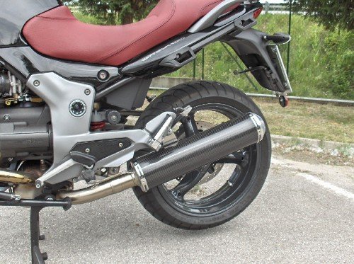 Mistral Auspuff, rund, VA, Carbon, mit EG-ABE - Moto Guzzi