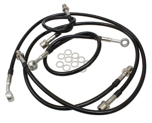 Spiegler Brake hose kit, 4 parts, black/silver - Moto Guzzi