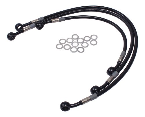 Spiegler Front brake hose kit 3 pieces, black/black - Moto