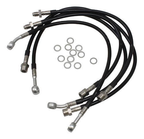 Spiegler Brake hose kit pieces, black/silver - Moto Guzzi