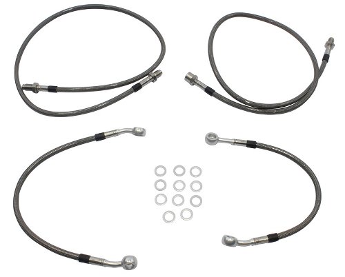 Spiegler Brake hose kit 4 parts, transparent/silver - Moto